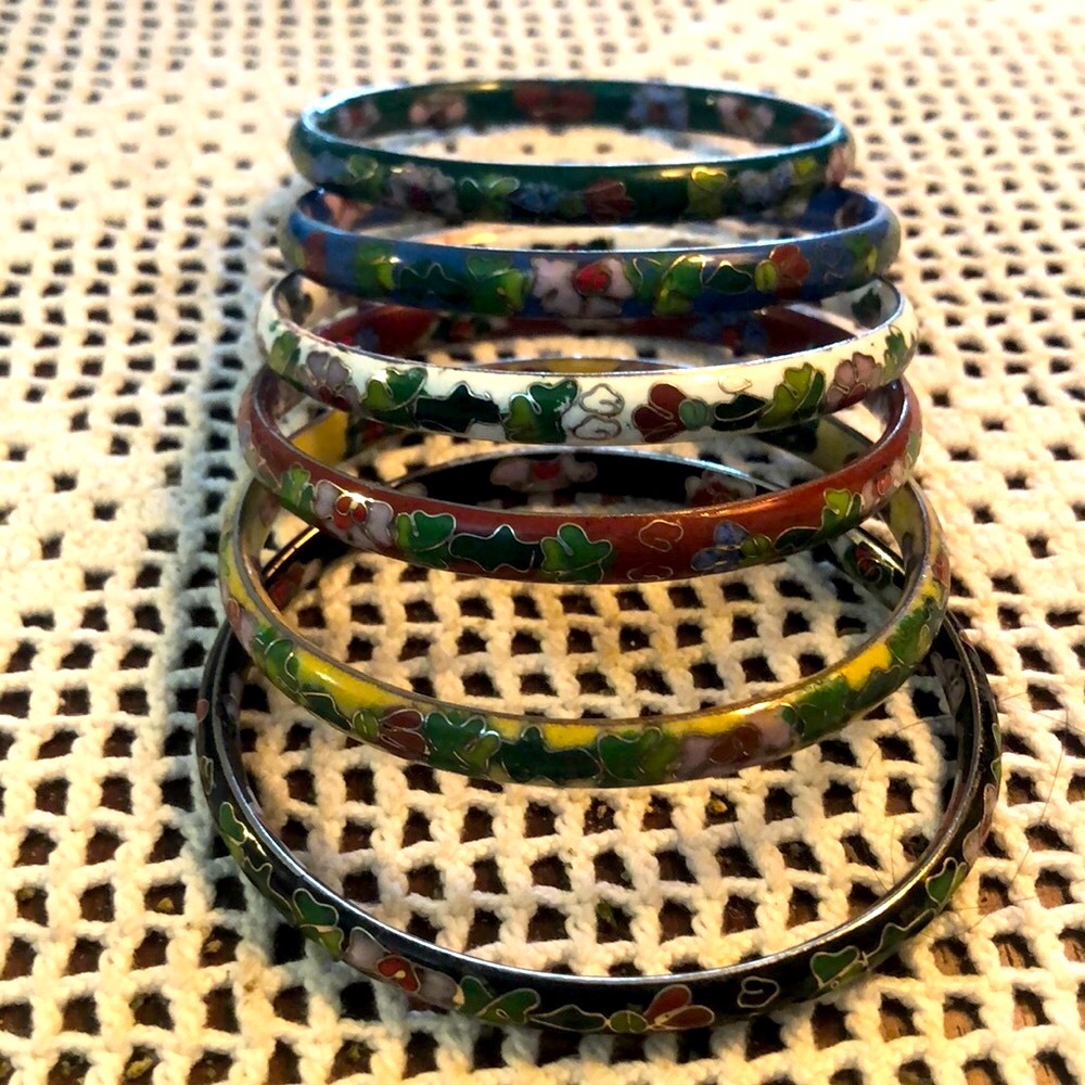 Vintage Chinese Cloisonné Bangle Bracelets